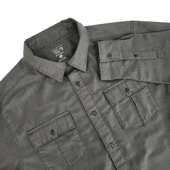 MOUNTAIN HARDWEAR grey Frequentor hiking button-up shirt large - Picture 1 of 14